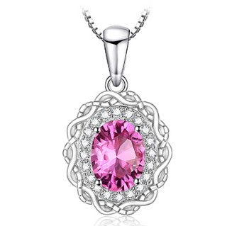 Pink Real Topaz diamond necklace