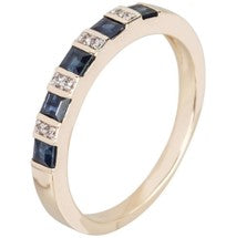 Real Blue square Sapphire diamond ring
