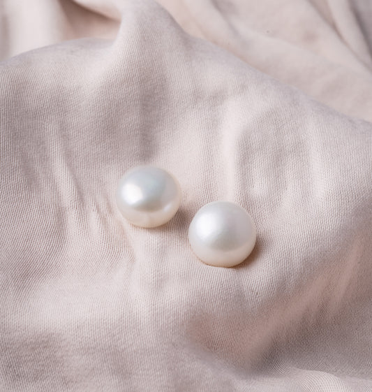 White Pearl Stud Earrings