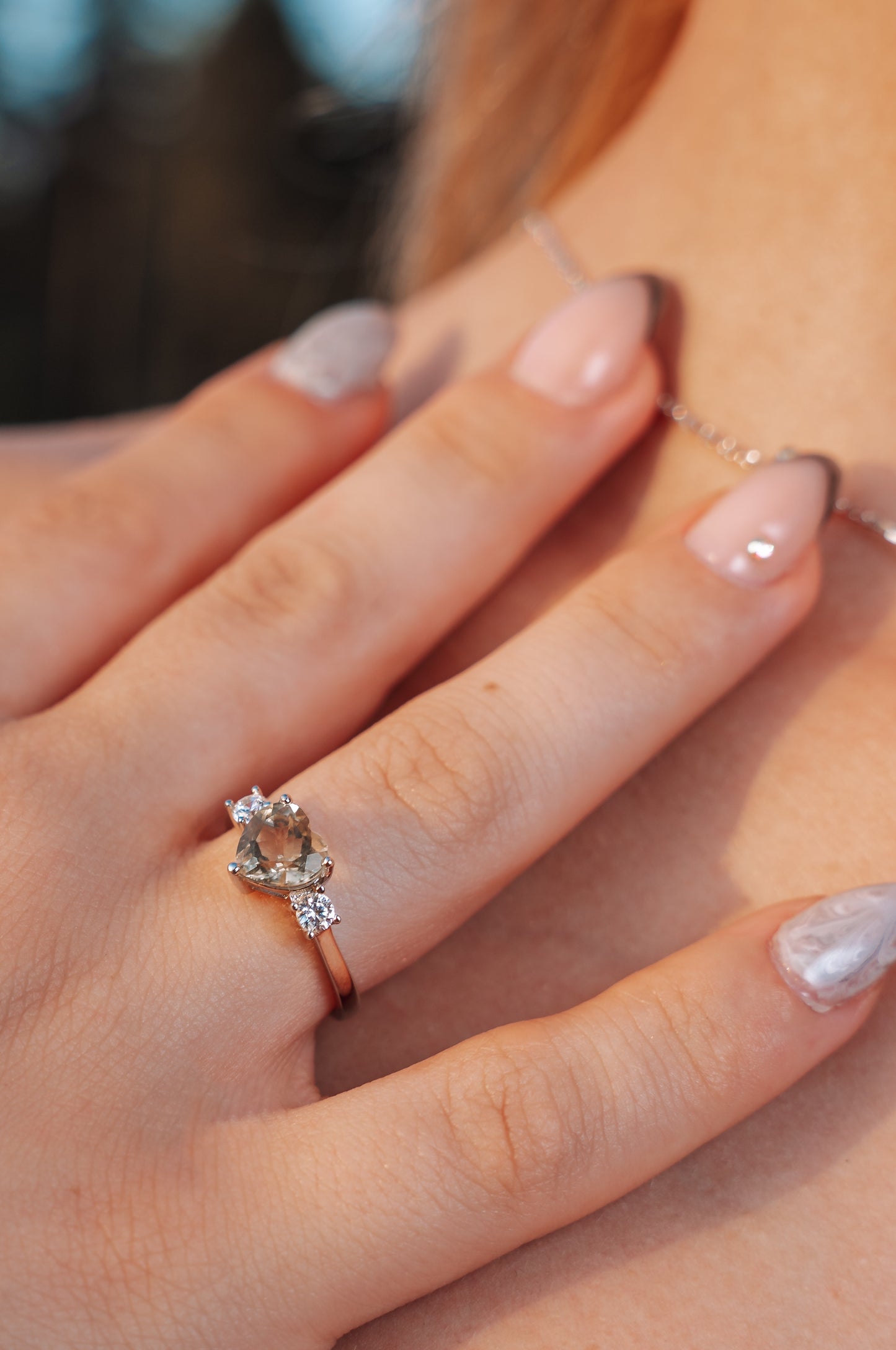 Real Light Lemon Topaz Heart Ring