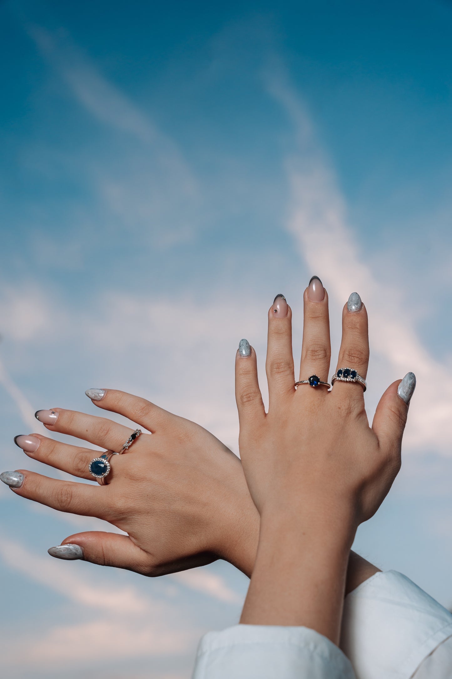 Real Big Sapphire and Simulated Diamond Ring