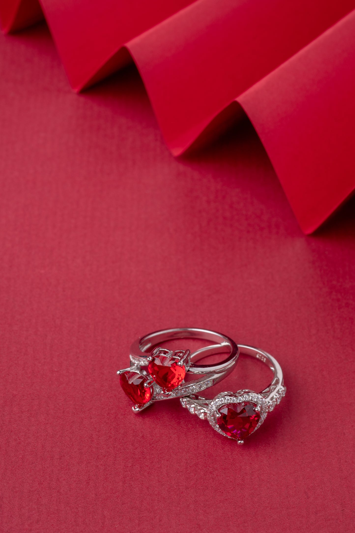 Ruby two Heart Stone Ring