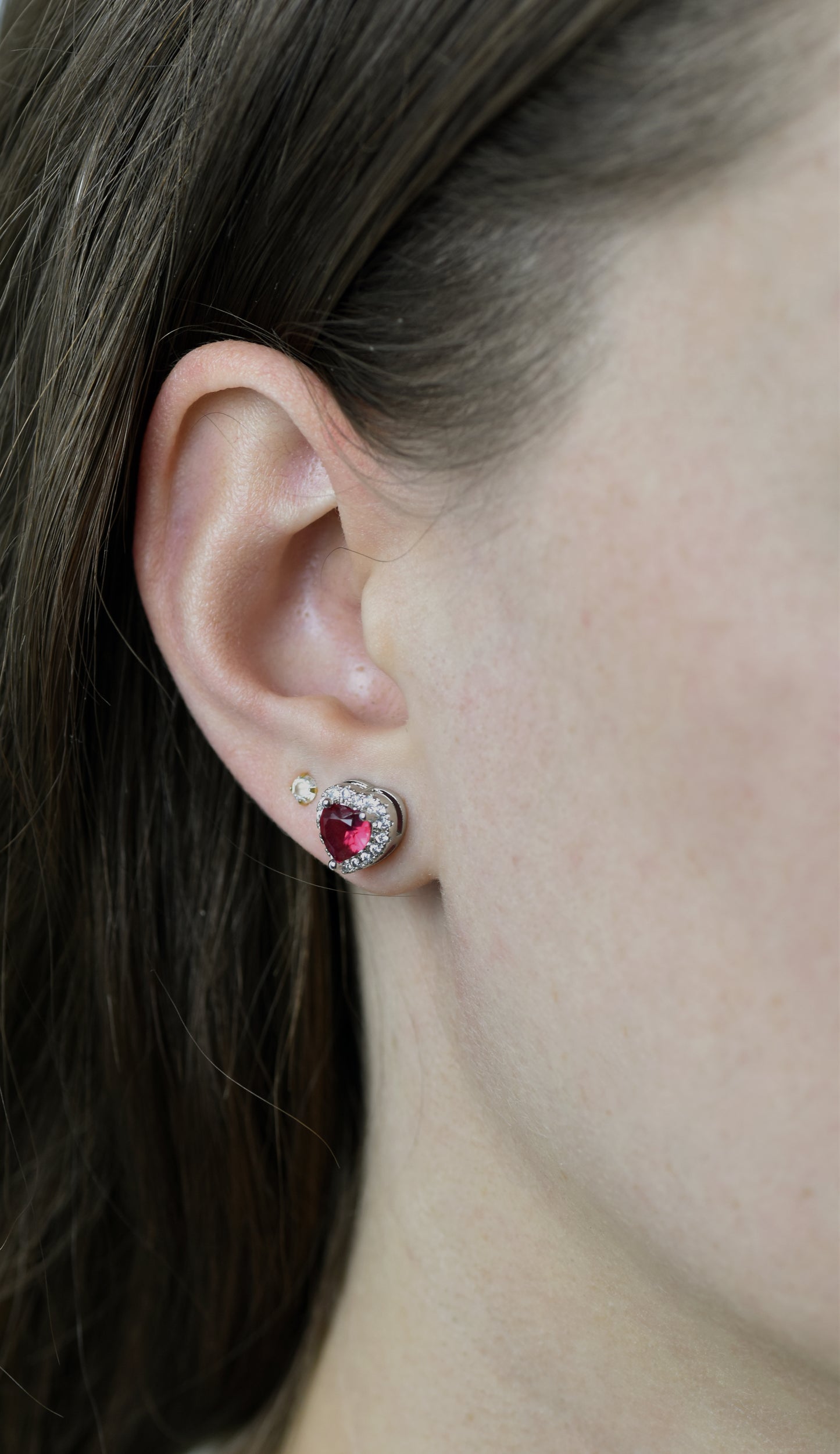 Ruby Heart Stud earrings