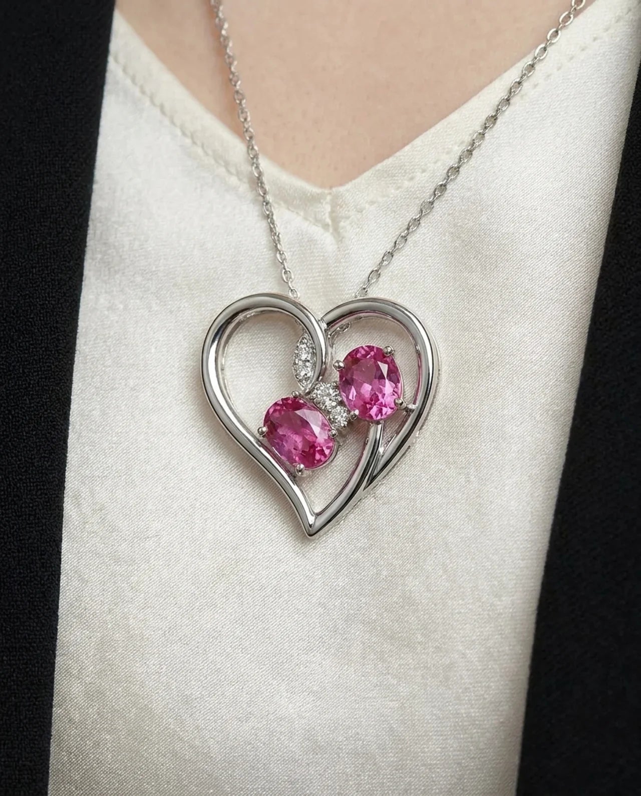 Made Pink Ruby Heart Necklace
