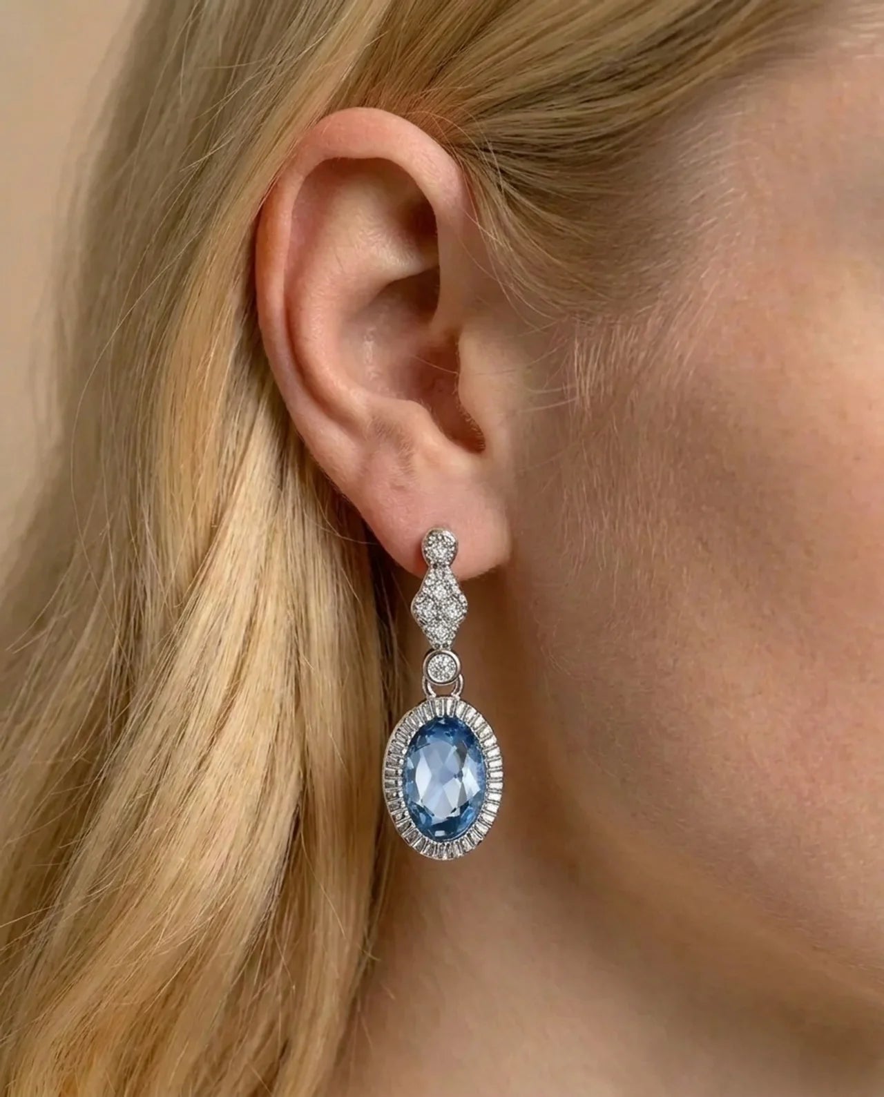 Natural Topaz Oval Earrrings