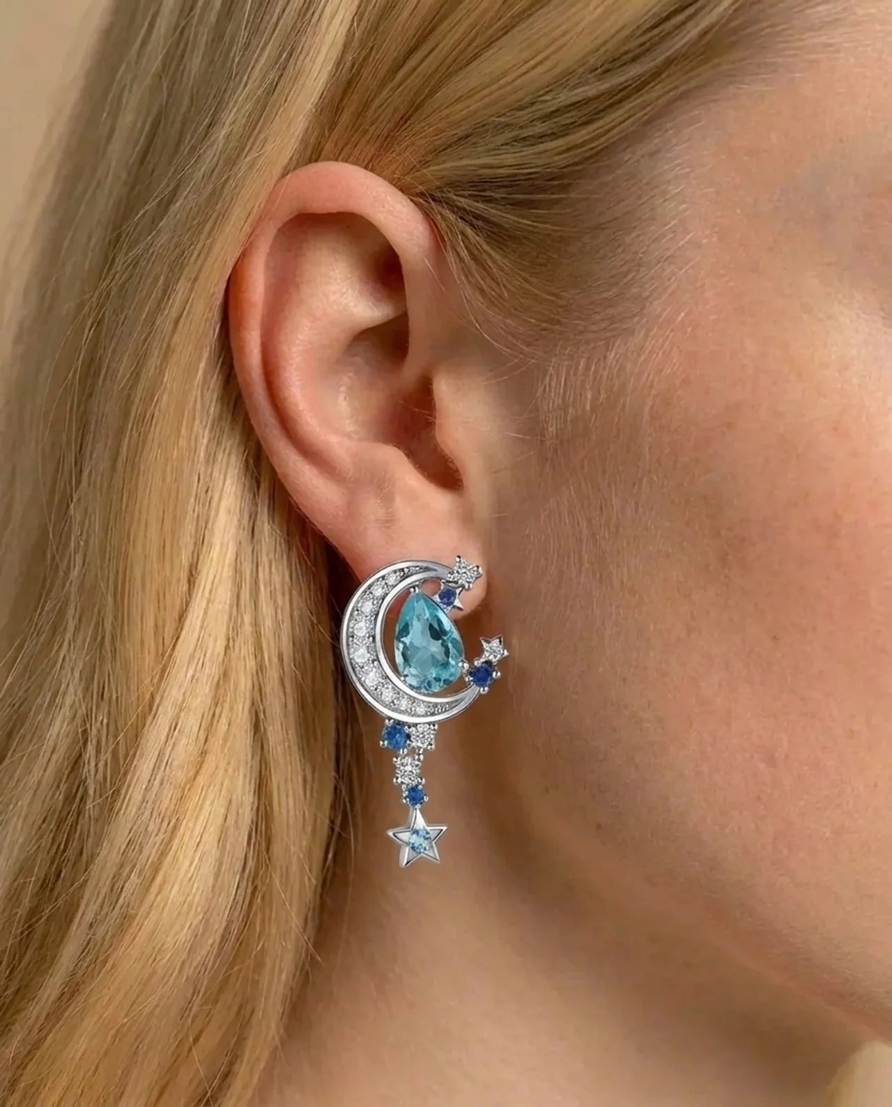 Real Topaz Earrings and Made Sapphire