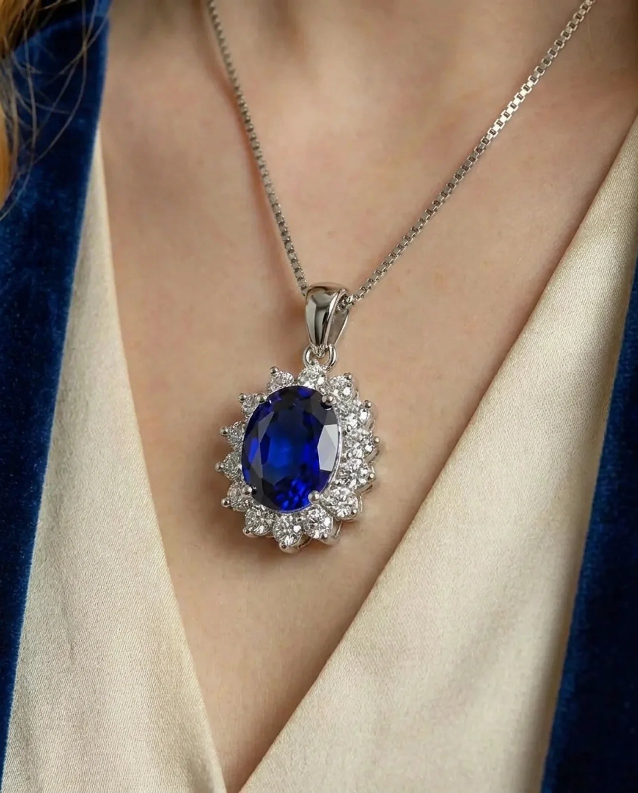 Sapphire Oval Pendant