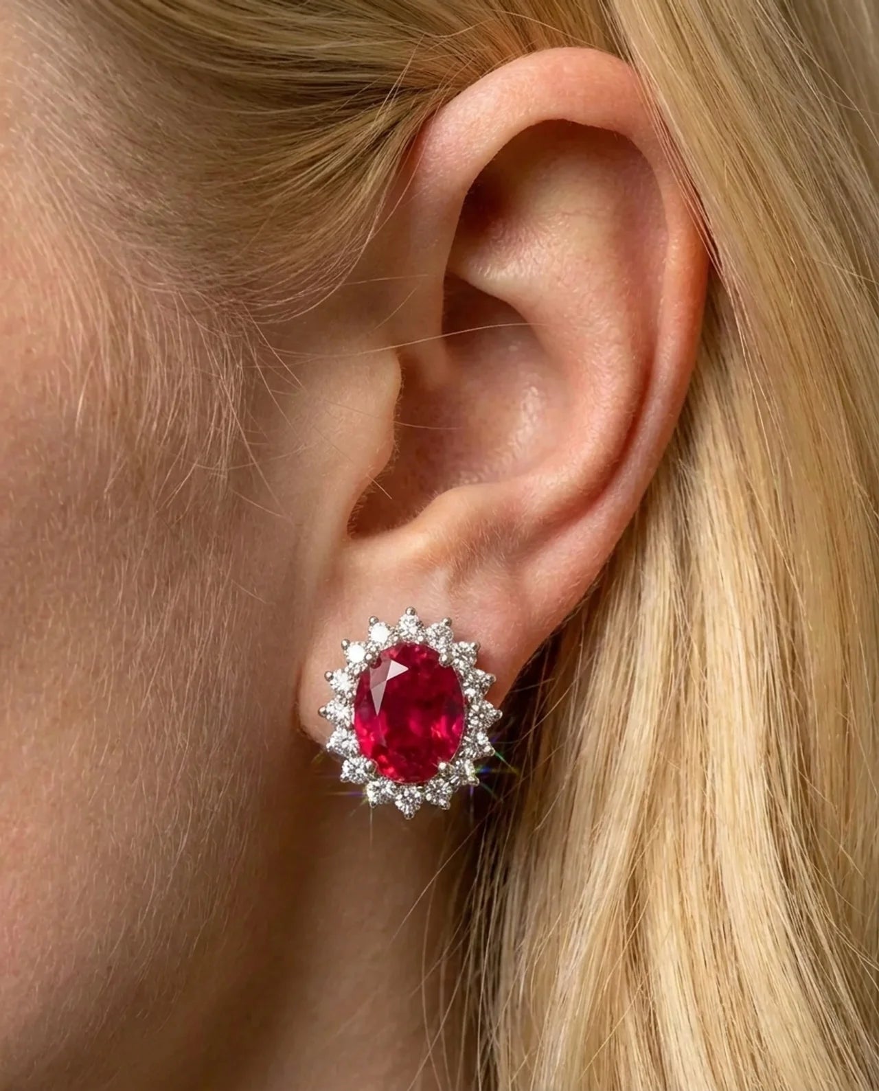 Ruby Diamond Stone Earrings