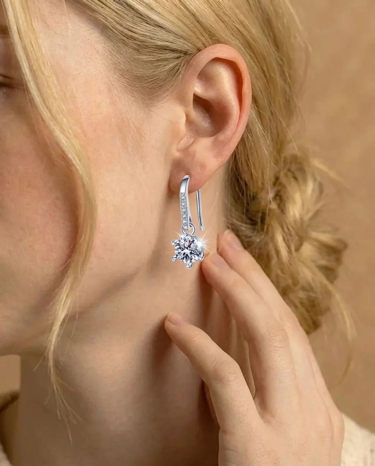 Simulated Diamond Halo Earrings