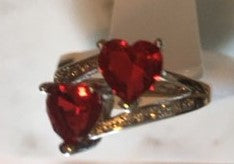 Ruby two Heart Stone Ring
