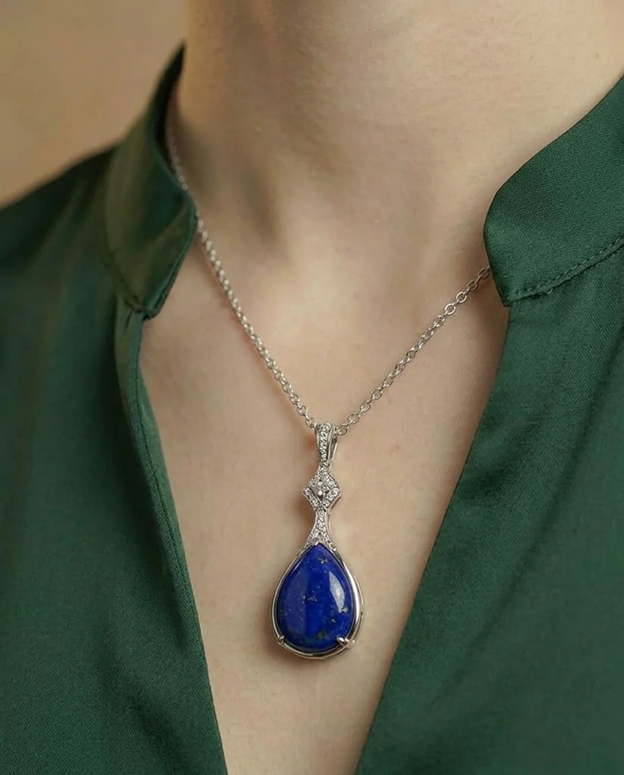 Pear Shaped Sapphire Necklace