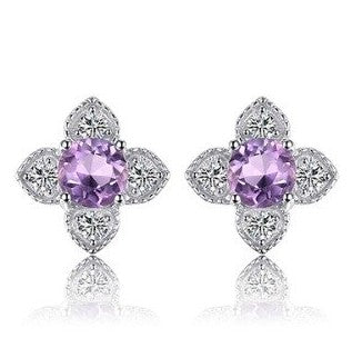 Real Amethyst flower Earrings