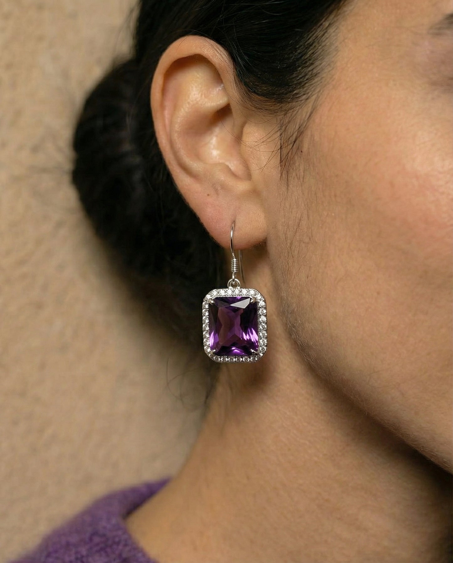 Made Amethyst Purple Earrings