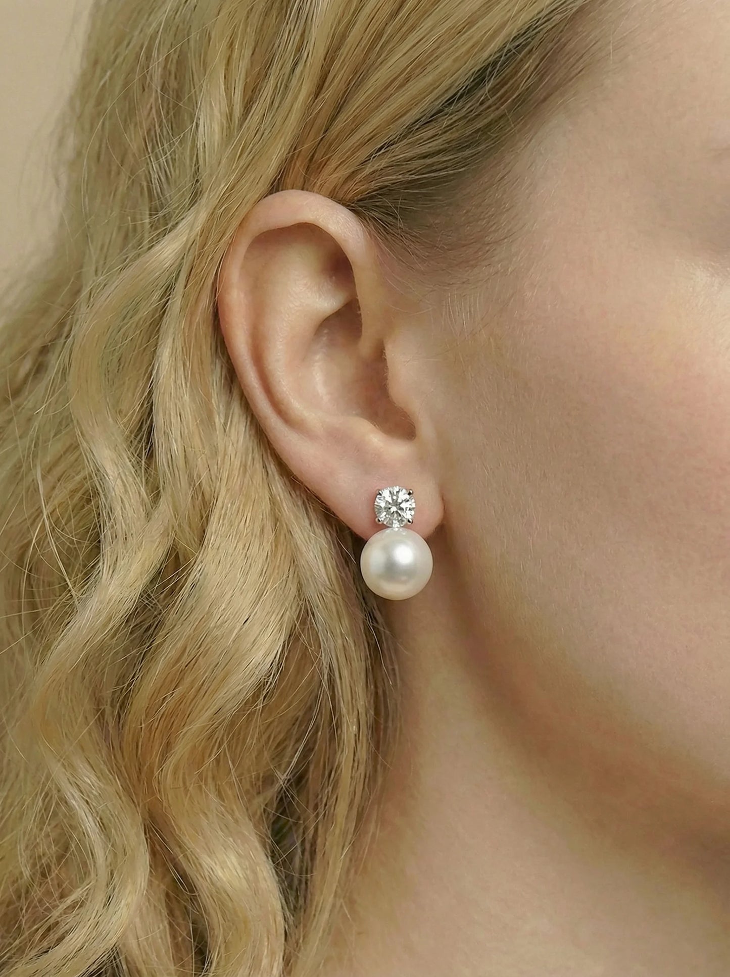 Ivory Pearl Diamond Earrings
