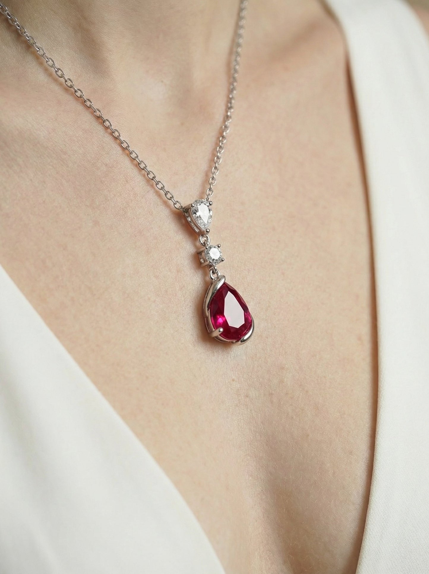 Elegant Ruby Diamond Necklace