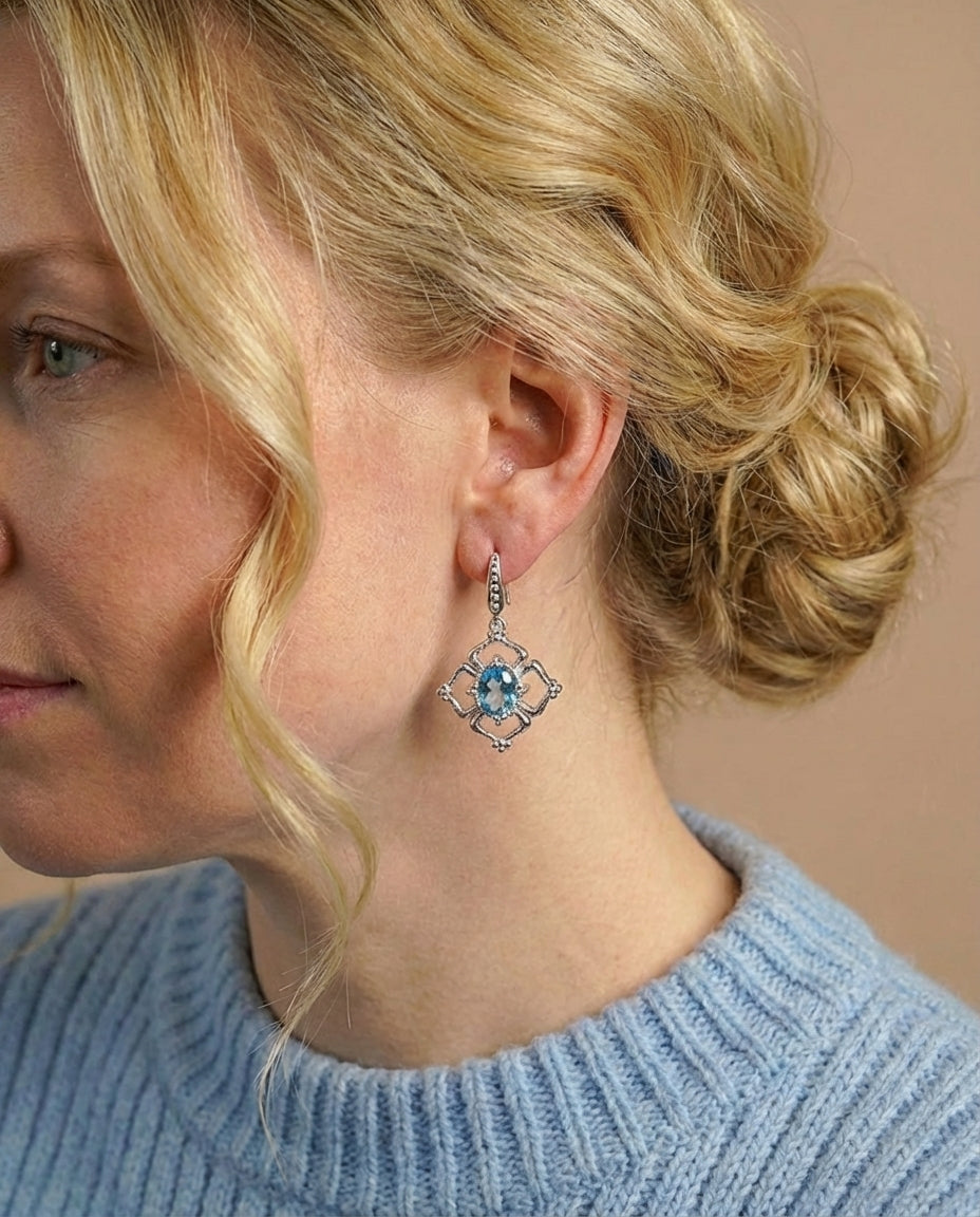 Natural oval Topaz Earring