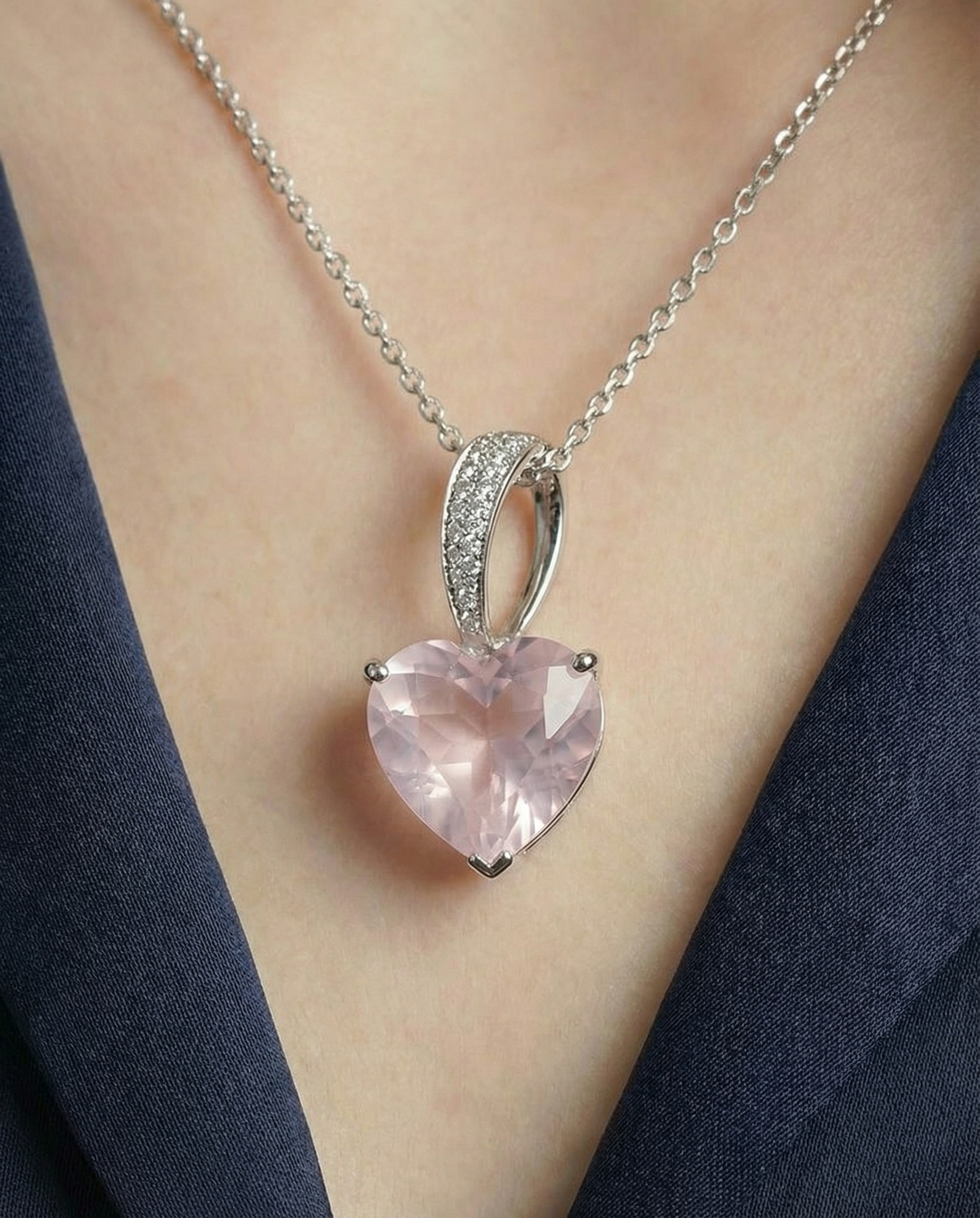 Pink Real Quartz Necklace