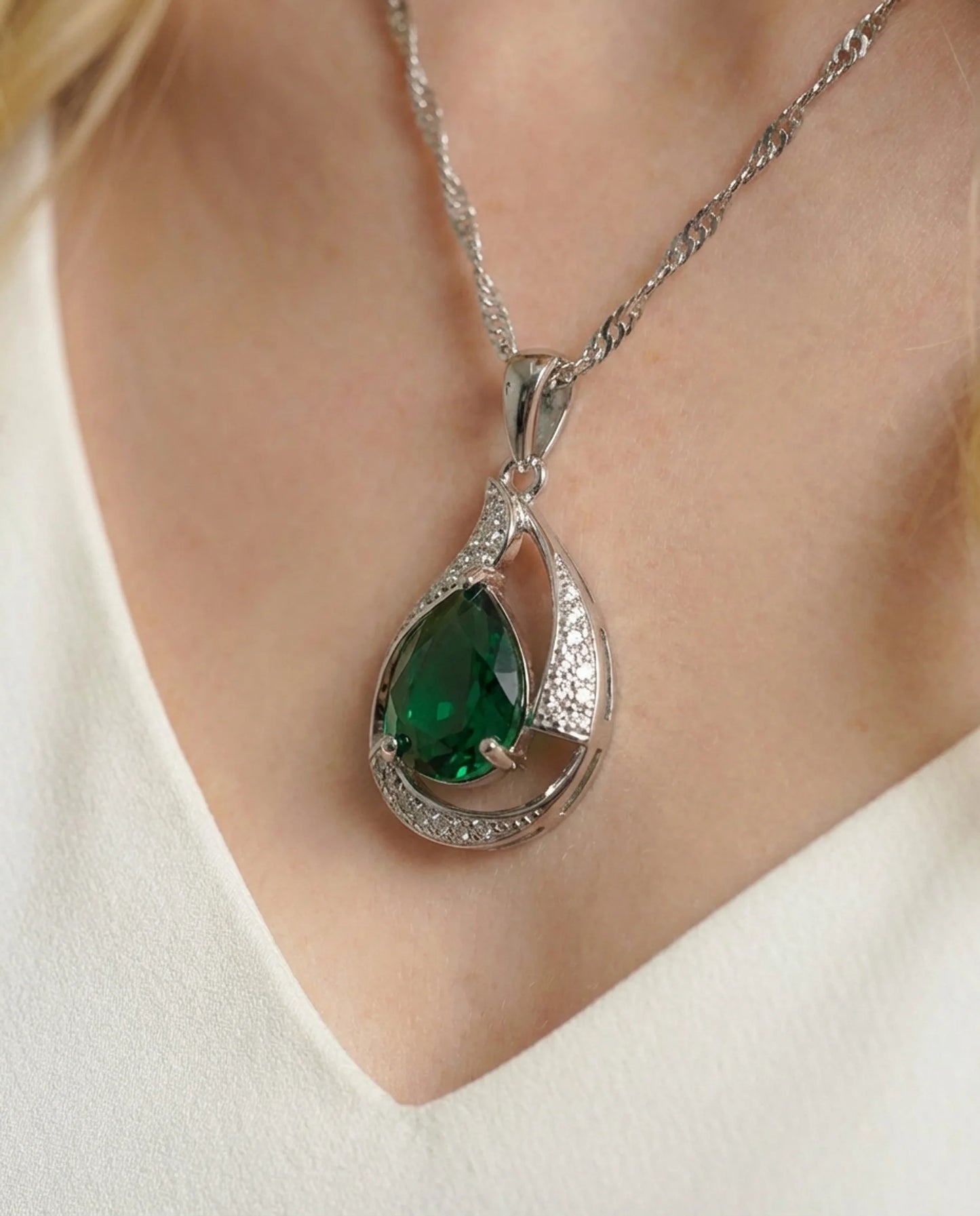 Large made Emerald Necklace