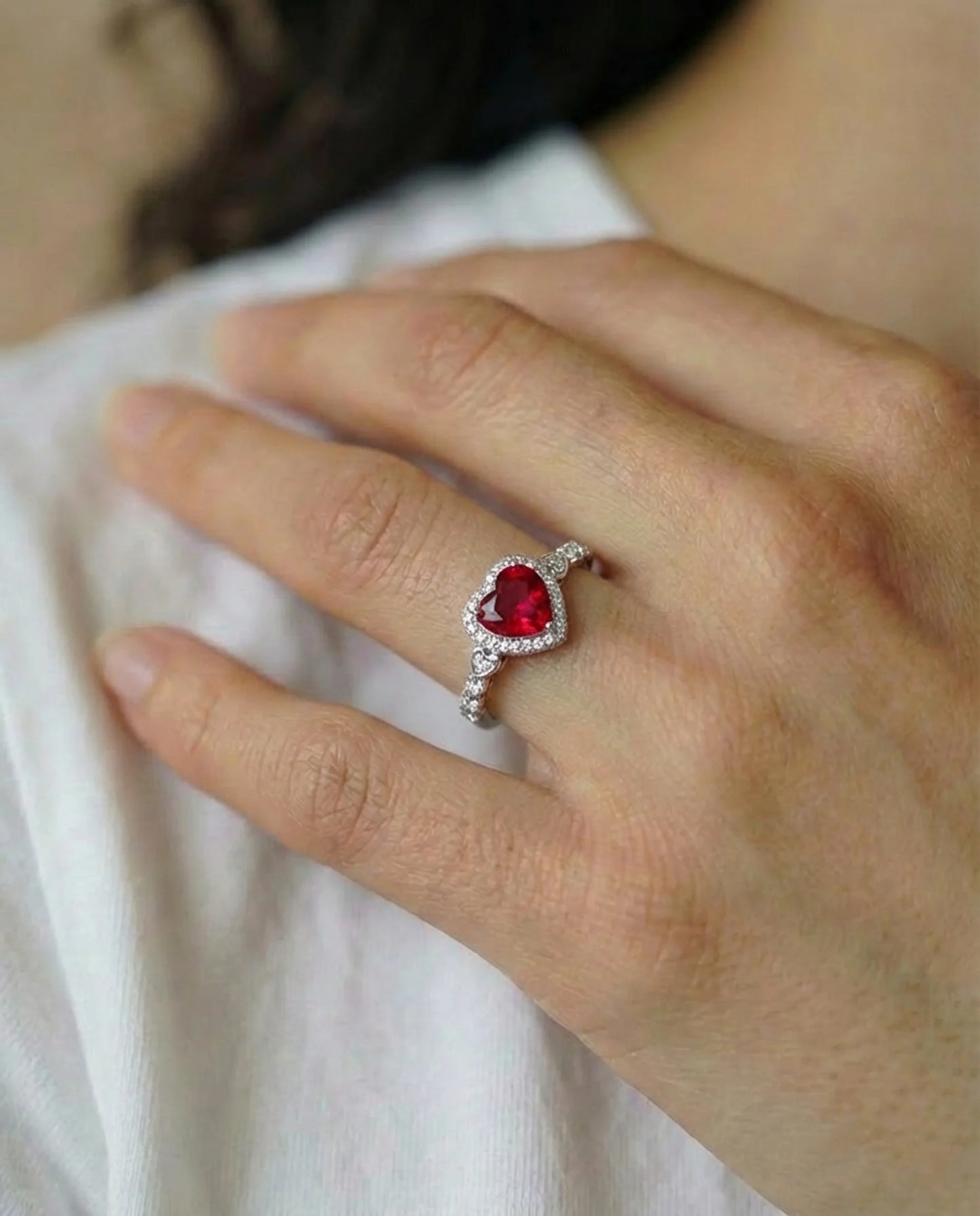 Heart Shaped Ruby Ring