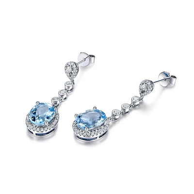Natural Blue Aquamarine Earrings
