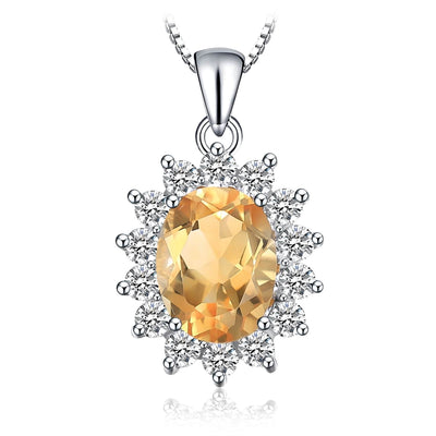Citrine Necklace: Yellow Gemstone Citrine Pendant Necklace with Natural Citrine