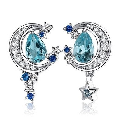 Real Topaz Earrings and Made Sapphire
