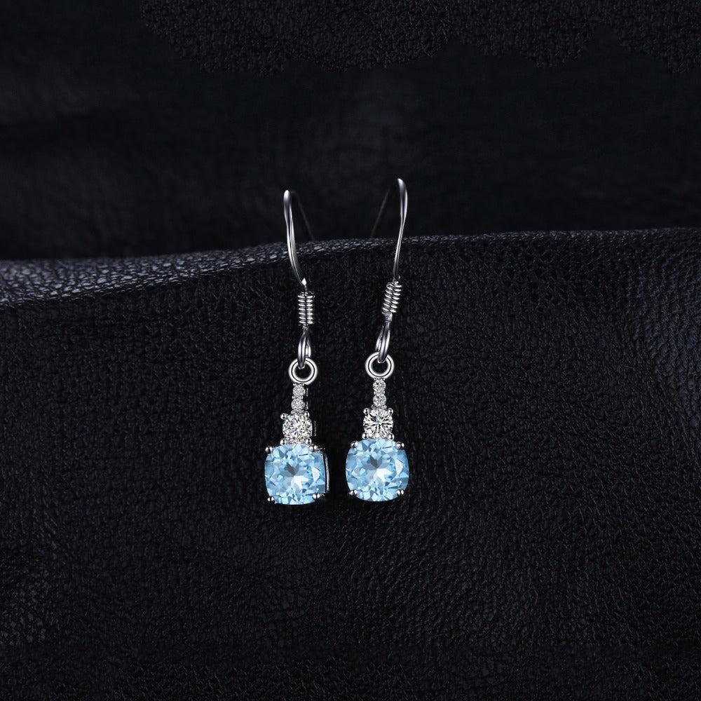 Natural Blue Topaz Earrings