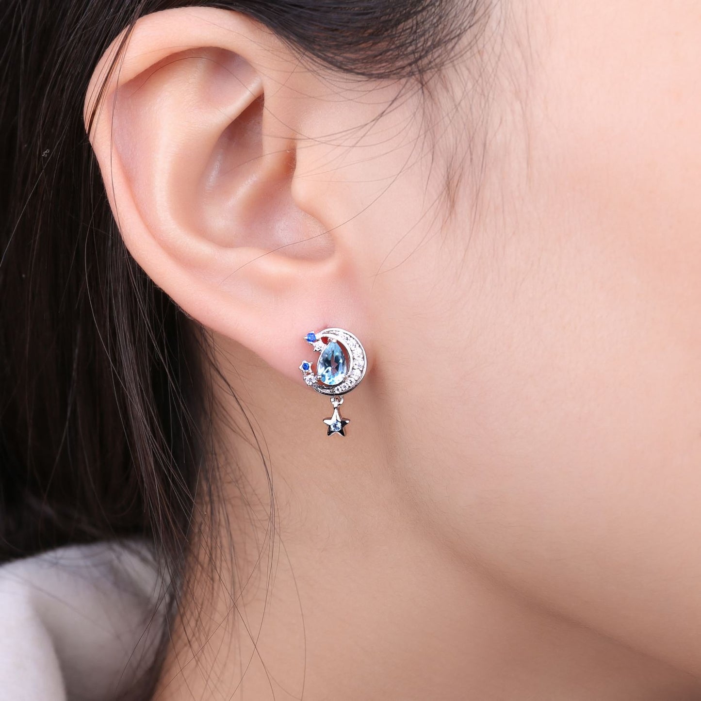 Real Topaz Earrings and Made Sapphire