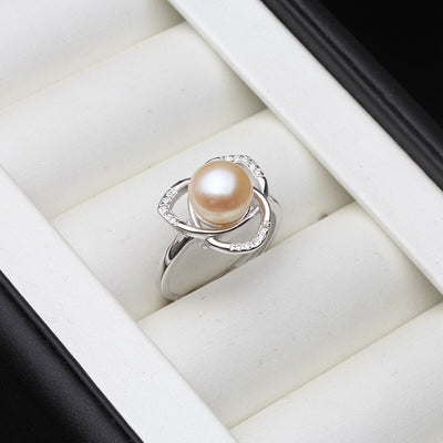 Real Pearl Ring triangle Pink