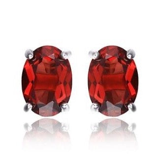 Natural Garnet Stud Earring