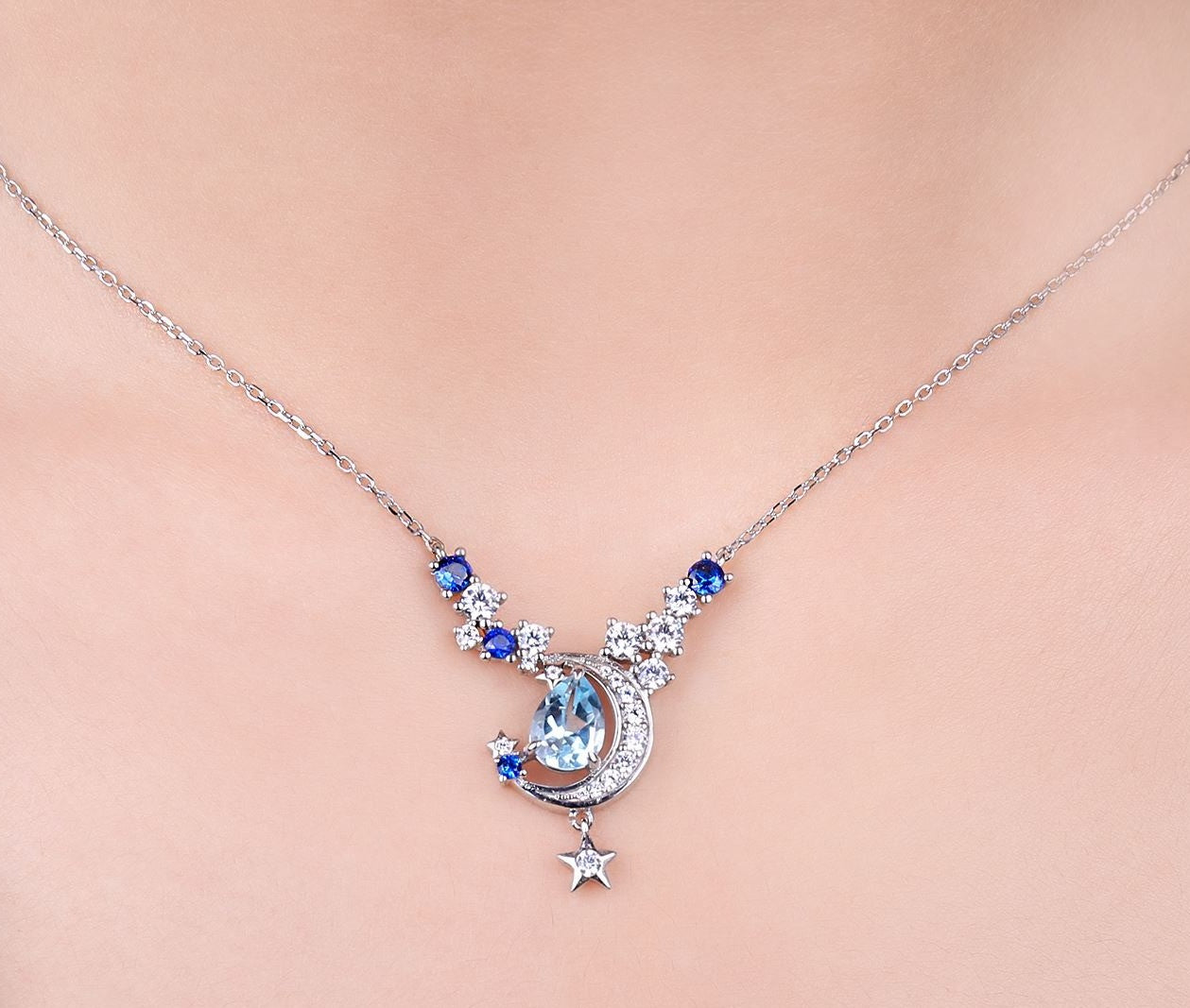 Real Topaz and Sapphire Necklace
