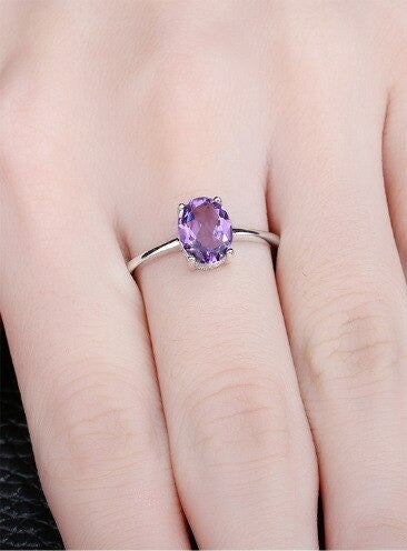 Real Oval Amethyst Ring