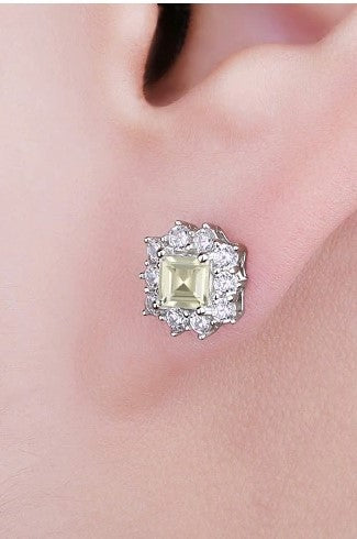 Real Light Lemon Topaz Diamond Earrings