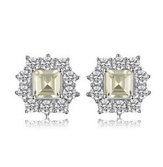 Real Light Lemon Topaz Diamond Earrings