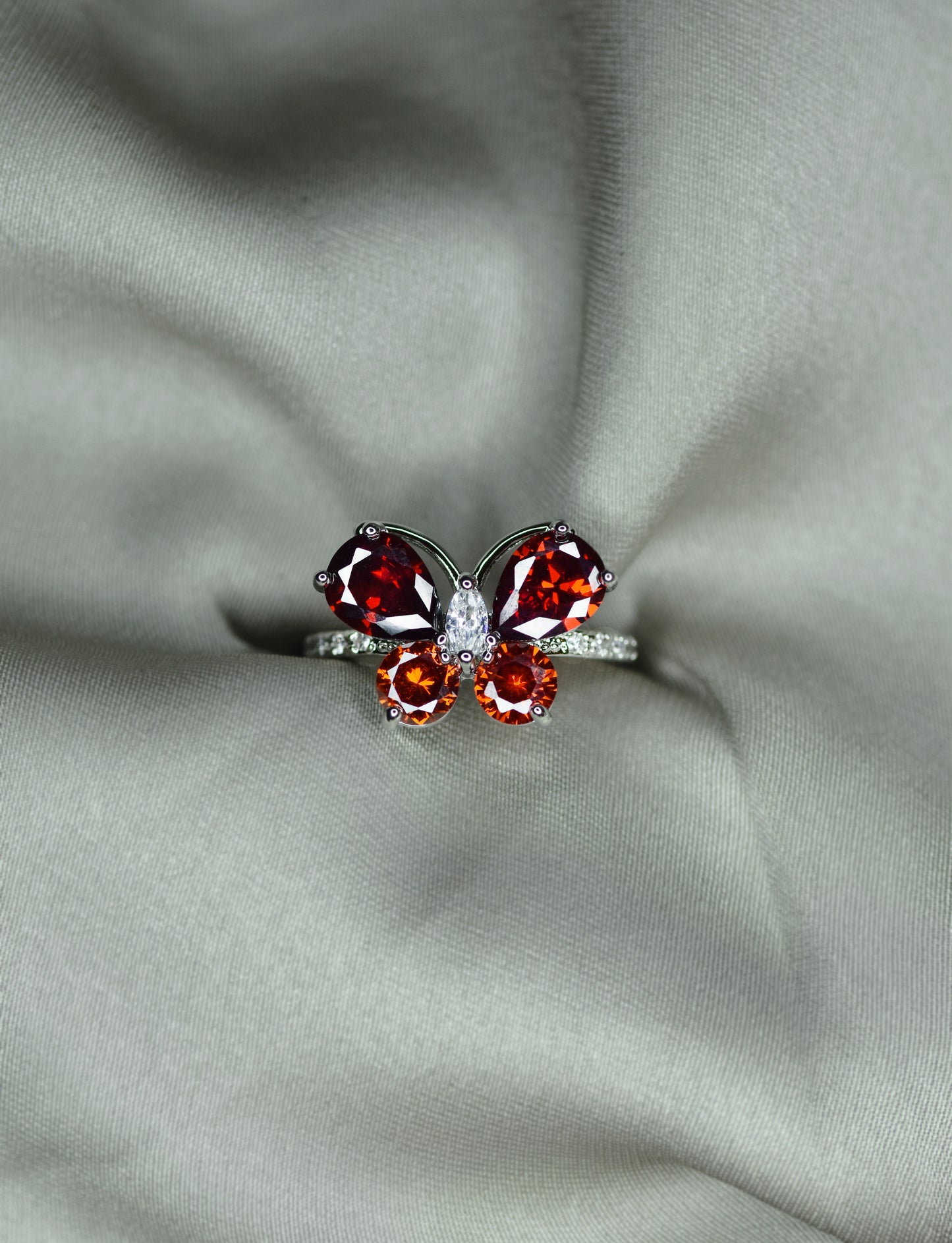 Real Garnet butterfly Ring