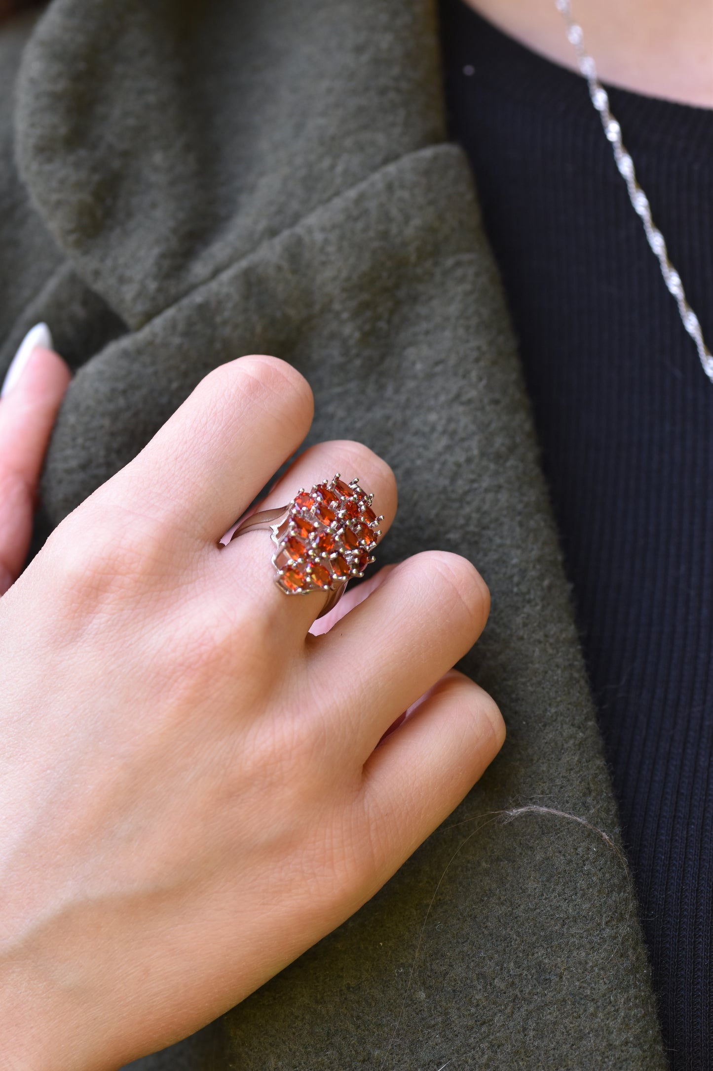 Natural Garnet composed Ring