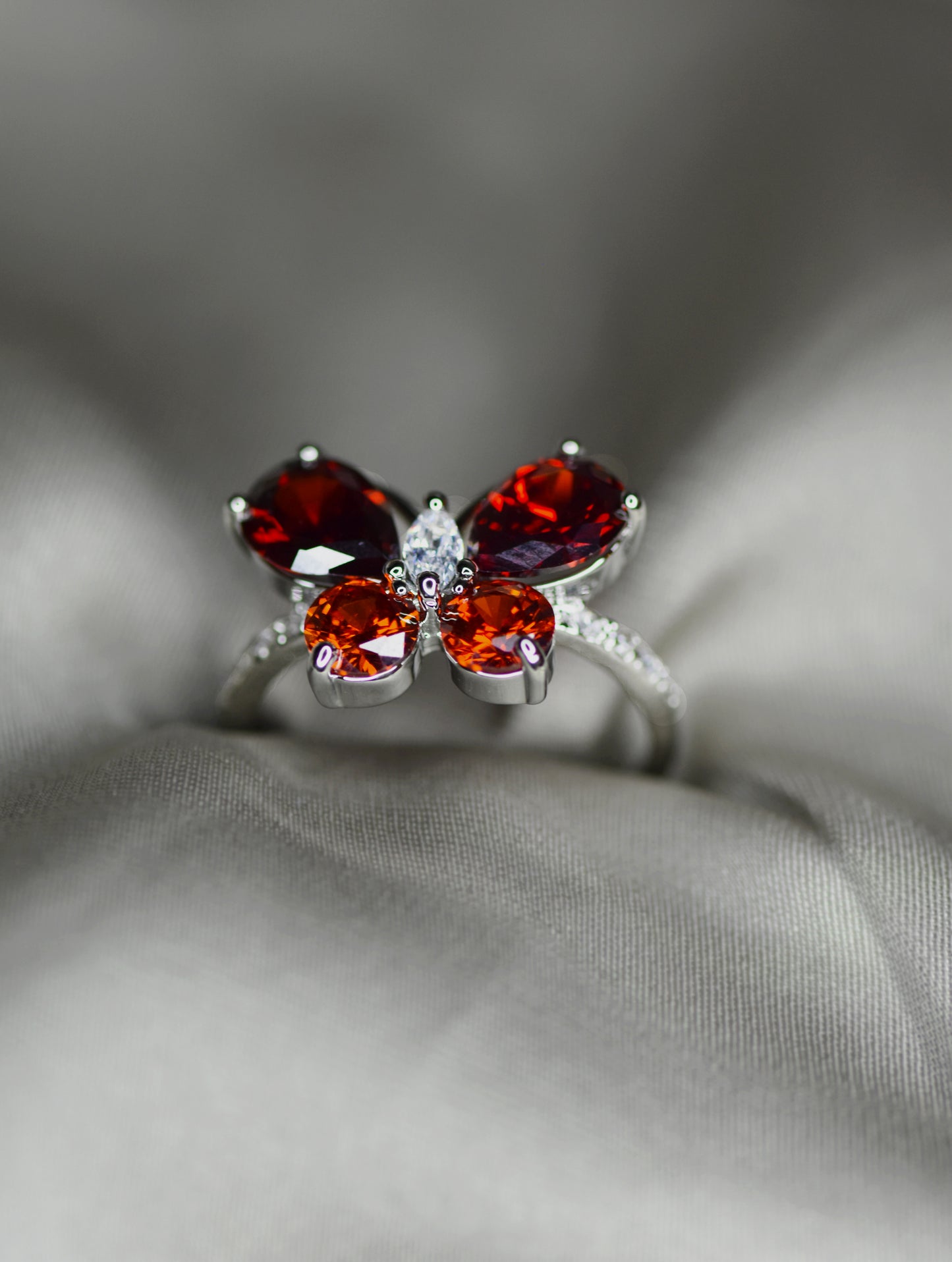 Real Garnet butterfly Ring