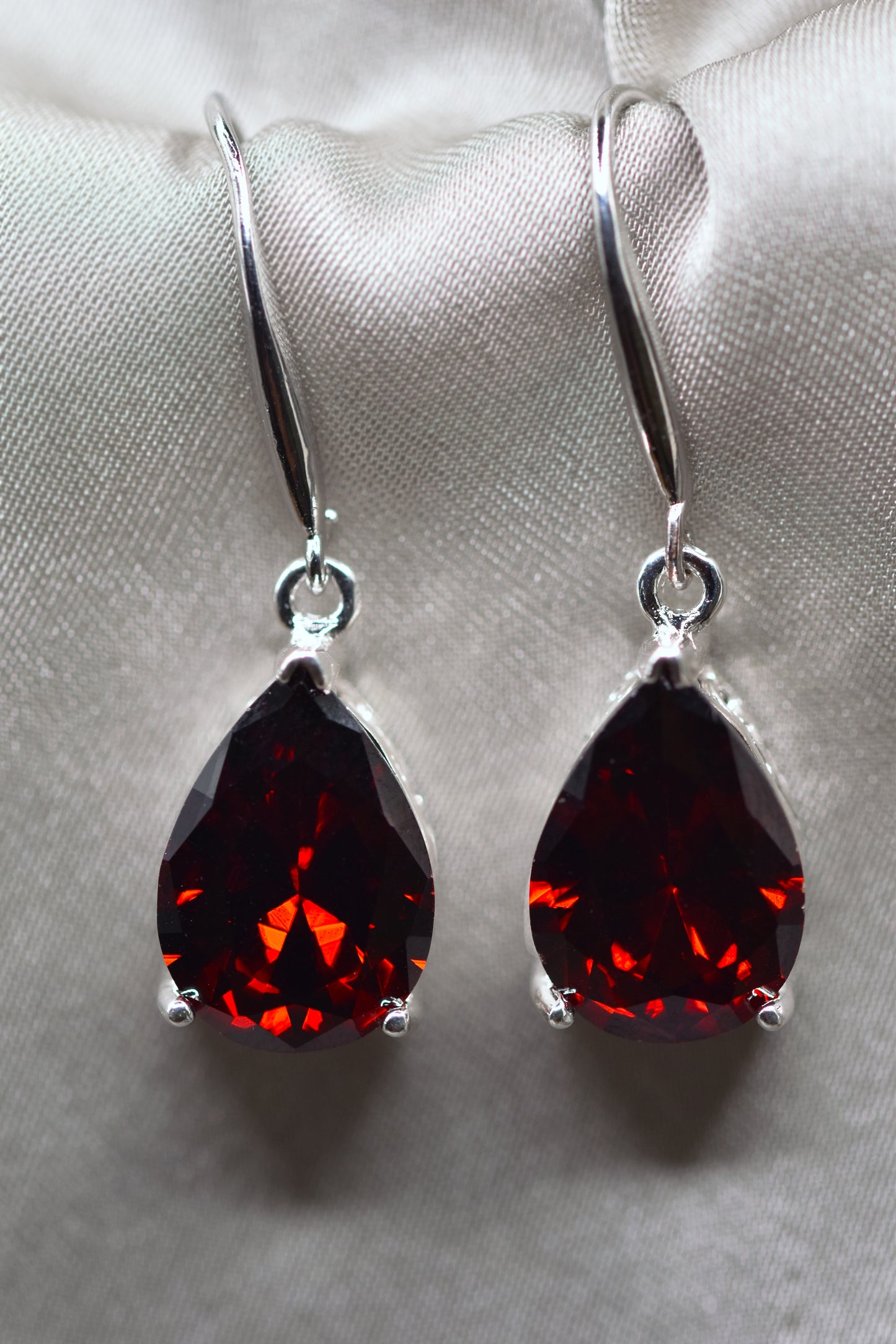 Natural Garnet drop Earring