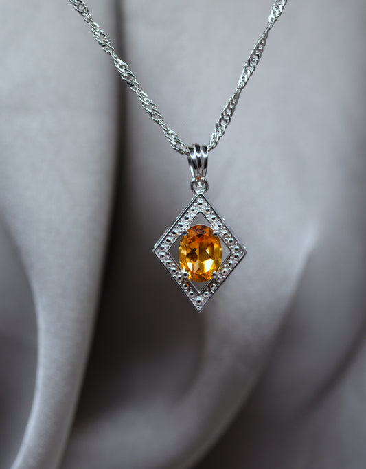 Natural citrine Rhombus Necklace