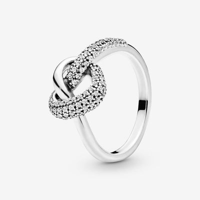 Simulated diamond ring heart knot