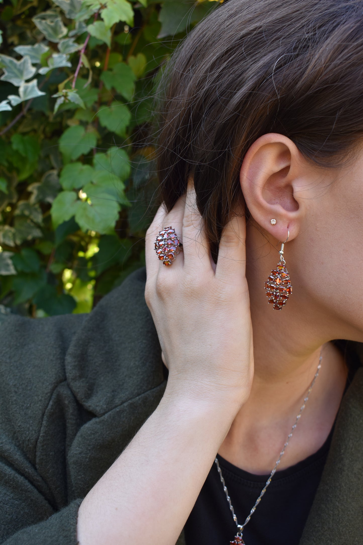 Natural Composed Garnet Earrings