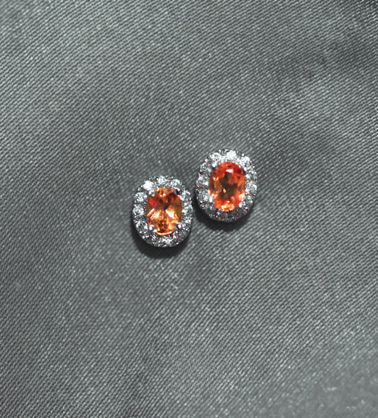 Natural orange garnet earrings