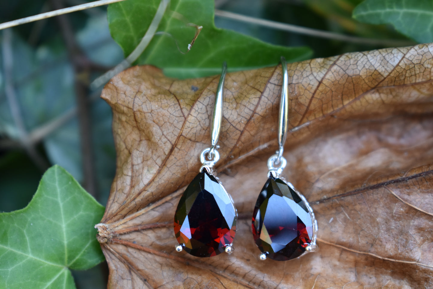 Natural Garnet drop Earring