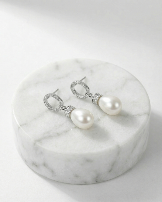 White Ivory Pearl elegant Earrings