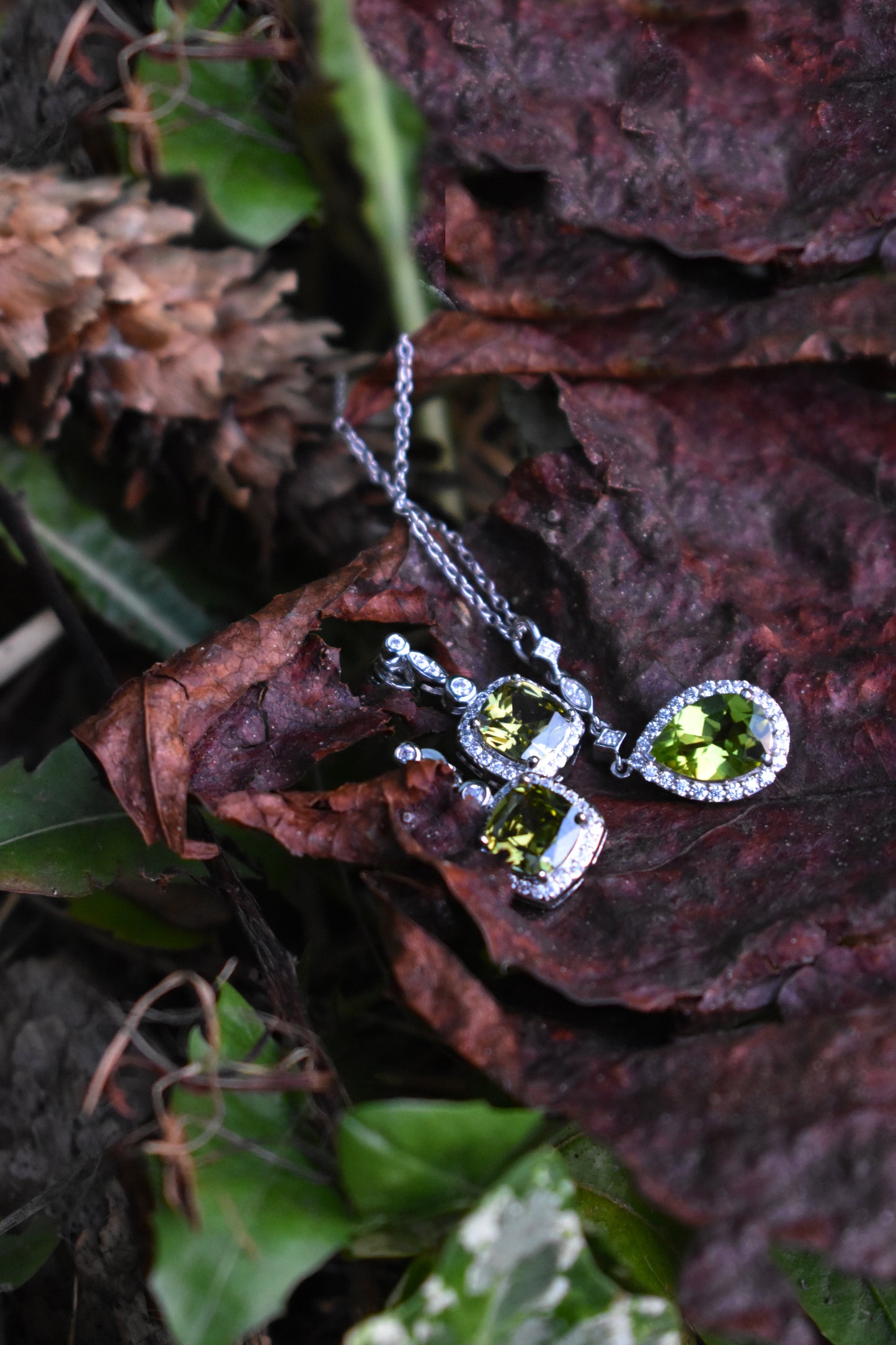 Natural Peridot and diamond Earrings