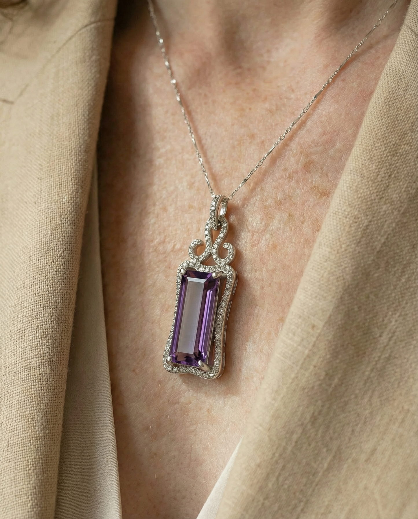 Natural Amethyst pendant Necklace