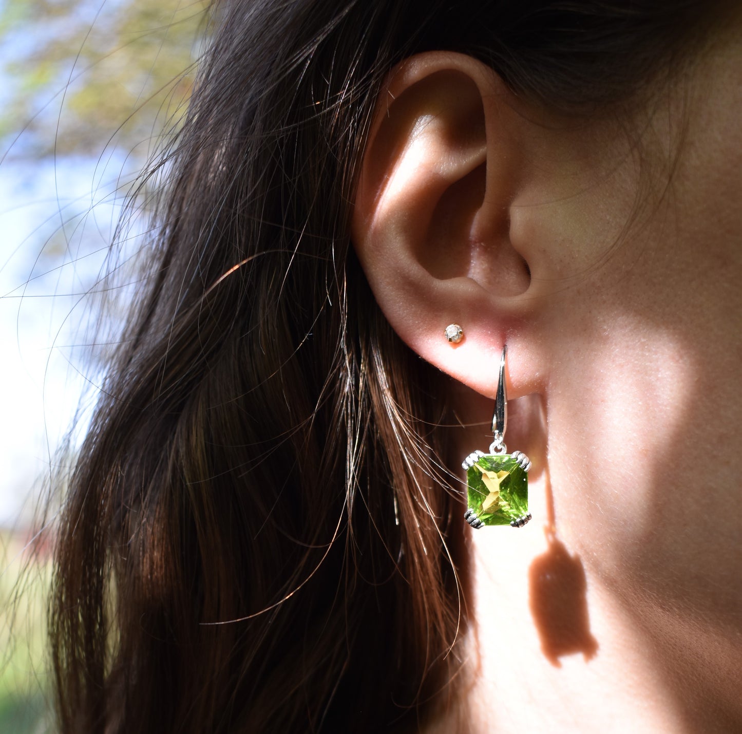 Natural Peridot large Earrings