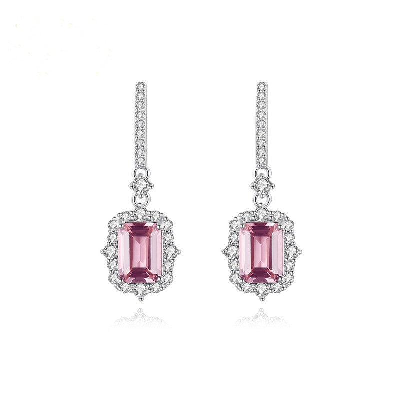 Pendientes de diamantes de morganita rosa