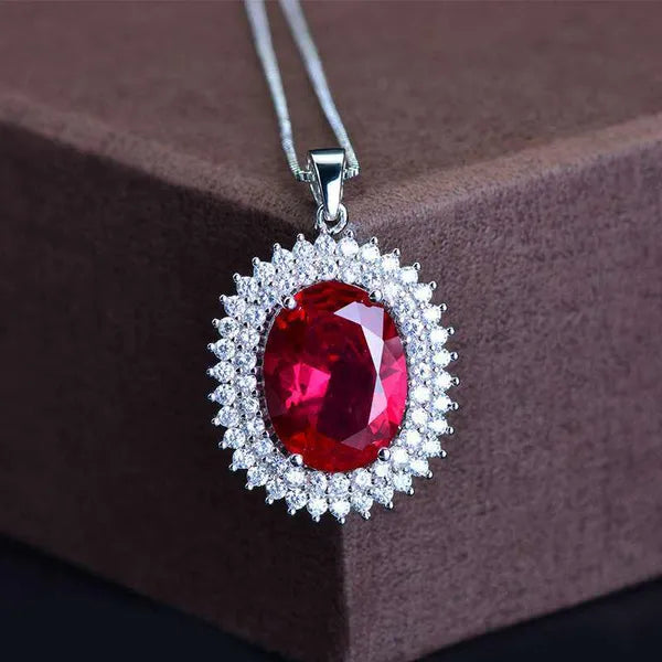 Real large Garnet diamond Necklace