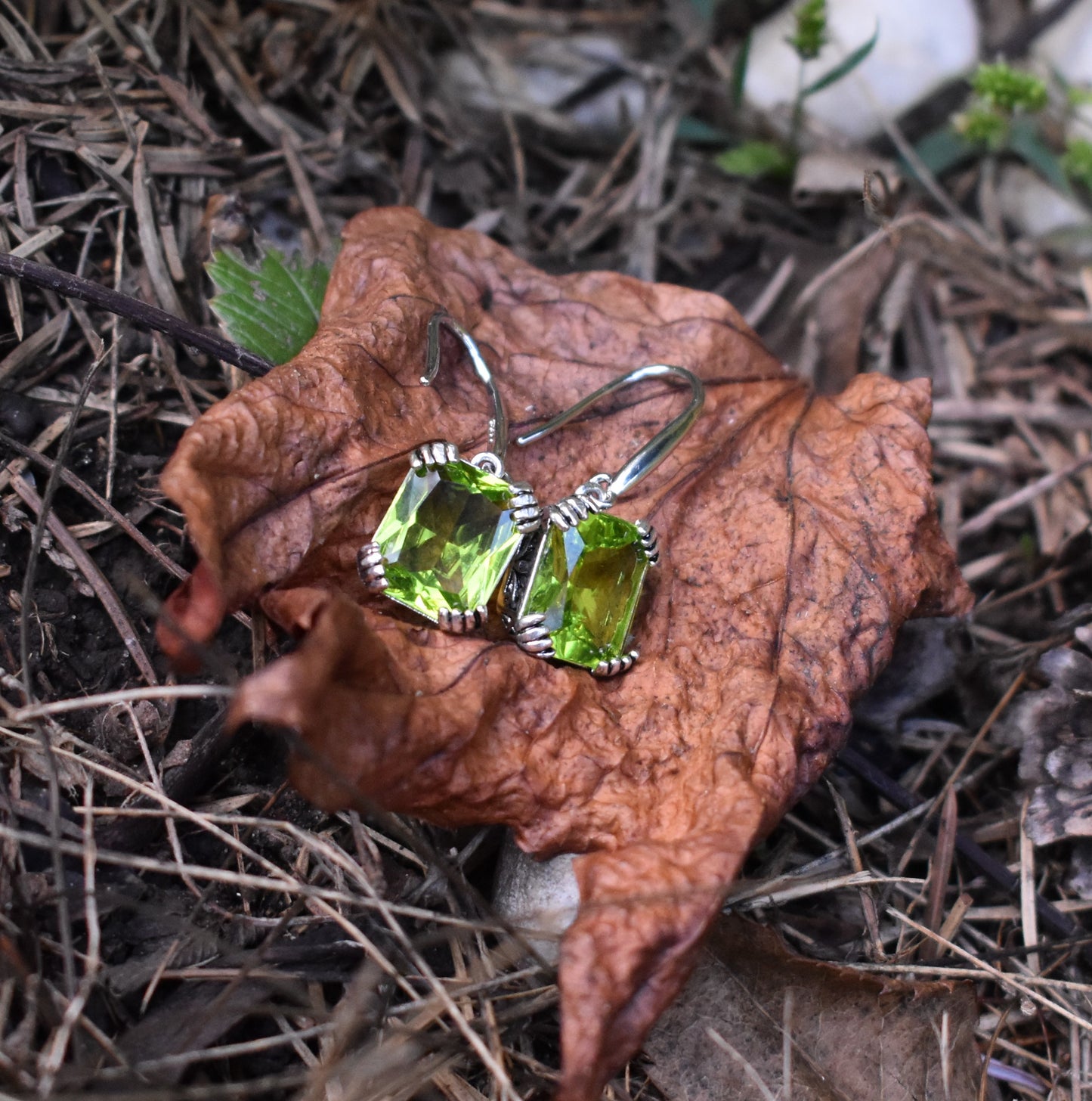 Natural Peridot large Earrings